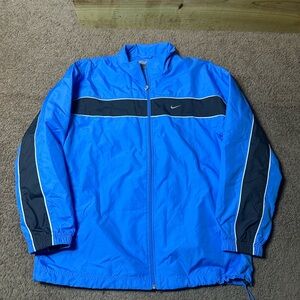 Vintage Nike Jacket Men XL Blue Long Sleeve Windbreaker Full Zip Activewear Y2K